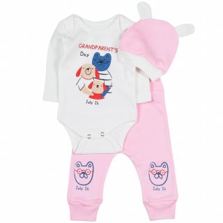 Compleu 3 piese model Bunicii, culoare roz