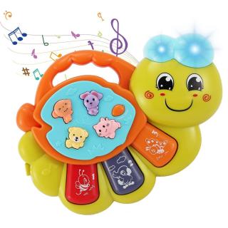 Jucarie interactiva muzicala cu functii si lumini, mini orga Omida, 12 luni+