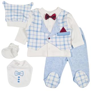 Set 5 piese pentru nou nascuti, model Elegance blue