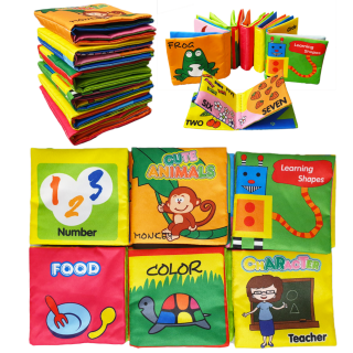 Set 6 carti senzoriale si fosnaitoare pentru bebelusi cu tematici diverse, potrivite +6 luni