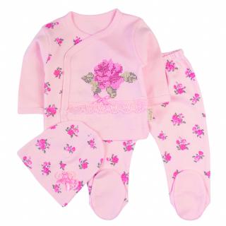 Set Nou-Nascut 3 Piese ,       Model Floral Roz