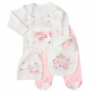 Set pentru nou-nascuti  fetite,       4 piese, Model Printesa