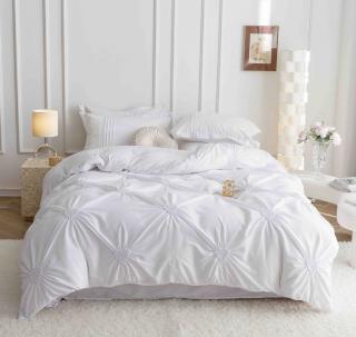 Lenjeri De Pat, 6 Piese, Inimi Brodate, Finet Premium - Alb