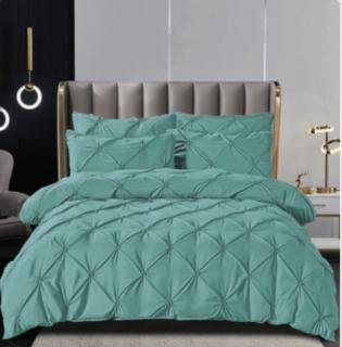 Lenjerie De Pat, 6 Piese, Pliuri Brodate, Finet Premium - Verde