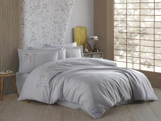 Lenjerie de Pat Bumbac Poplin 2 Persoane - Broderie Diva Gri