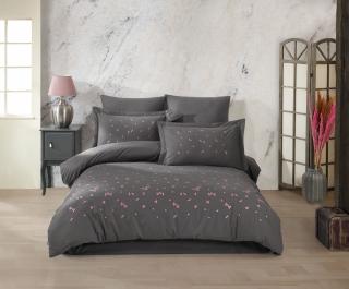 Lenjerie de Pat Bumbac Poplin 2 Persoane - Broderie Spring Gri