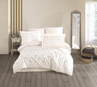 Lenjerie de Pat Bumbac Poplin 2 Persoane - Broderie Spring Krem