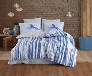 Lenjerie de Pat Bumbac Poplin 2 Persoane - Cascade Mavi