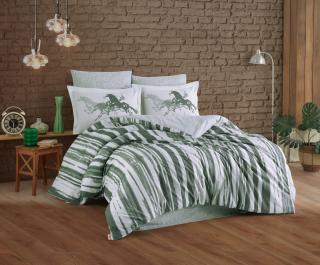 Lenjerie de Pat Bumbac Poplin 2 Persoane - Cascade Yesil