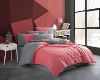 Lenjerie de Pat Bumbac Poplin 2 Persoane - Diamond Uni Koral