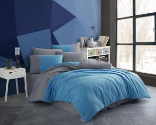 Lenjerie de Pat Bumbac Poplin 2 Persoane - Diamond Uni Mavi
