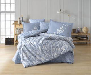 Lenjerie de Pat Bumbac Poplin 2 Persoane - Hira Mavi