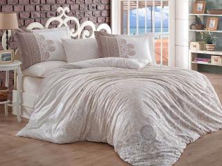 Lenjerie de Pat Bumbac Poplin 2 Persoane - Irene Beige