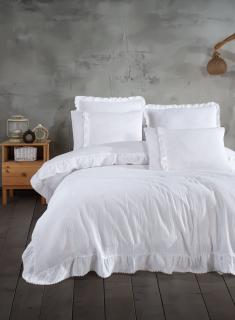 Lenjerie De Pat Premium, Bumbac 100%,  6 piese, Allegra, Alb