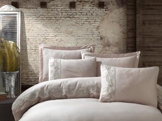 Lenjerie De Pat Premium, Bumbac 100%,  6 piese, Inci Bej