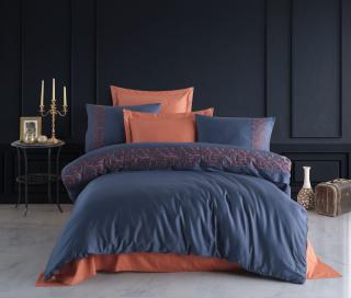 Lenjerie De Pat Premium, Bumbac 100%,  6 piese, Luna - Caramiziu