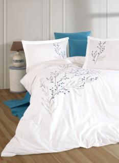 Lenjerie De Pat Premium, Bumbac 100%,  6 piese, Soul- Alb