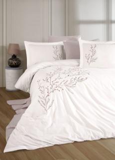Lenjerie De Pat Premium, Bumbac 100%,  6 piese, Soul- Crem
