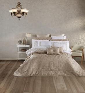 Set Cadou Luxury Jacquard Regal, 11 Piese, Cuvertura Inclusa, Alina Bej