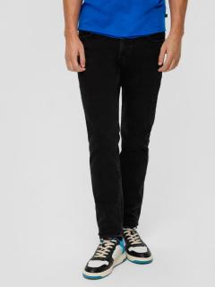Blugi barbati Rick, cu talie medie, croiala Slim Fit, Slim leg, Negru