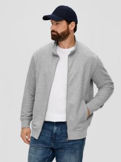 Bluza barbati big sizes cu fermoar, croiala Regular fit, logo, Gri inchis