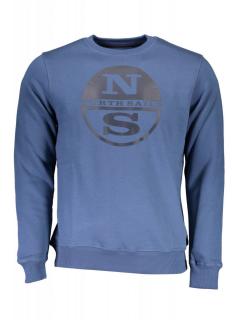 Bluza barbati, cu imprimeu cu logo, Regular fit, albastru