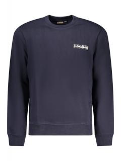 Bluza barbati, cu imprimeu pe spate si logo pe fata, Regular fit, albastru