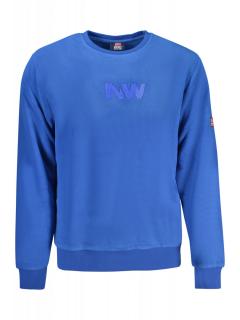 Bluza barbati, cu imprimeu si logo brodat, Regular fit, albastru deschis