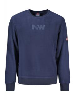 Bluza barbati, cu imprimeu si logo brodat, Regular fit, bleumarin