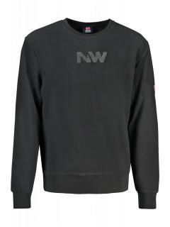 Bluza barbati, cu imprimeu si logo brodat, Regular fit, negru