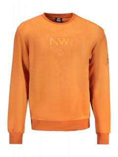 Bluza barbati, cu imprimeu si logo brodat, Regular fit, portocaliu