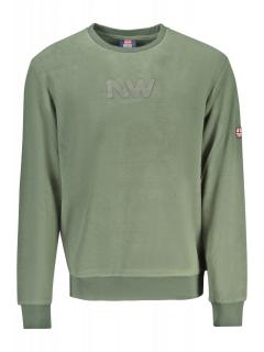 Bluza barbati, cu imprimeu si logo brodat, Regular fit, verde