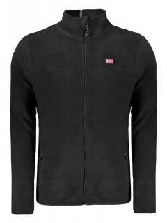 Bluza cu fermoar barbati, cu 2 buzunare exterioare, cu logo brodat, negru
