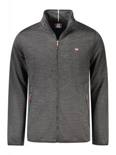 Bluza cu fermoar barbati, cu 2 buzunare exterioare, cu mini logo brodat, Regular fit, negru