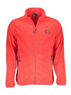 Bluza cu fermoar barbati, cu 2 buzunare exterioare, cu mini logo brodat, Regular fit, rosu