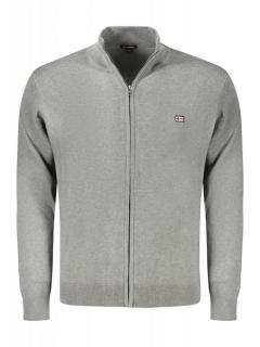 Bluza cu fermoar barbati, cu mini logo brodat, Regular fit, gri