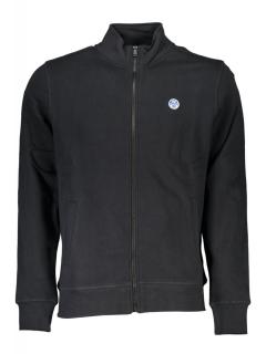 Bluza cu fermoar barbati, cu mini logo brodat, Regular fit, negru