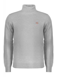Bluza cu gat barbati, cu logo brodat, Regular fit, gri deschis