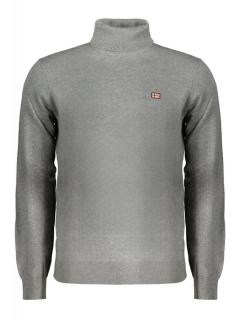 Bluza cu gat barbati, cu logo brodat, Regular fit, gri
