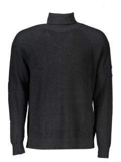 Bluza cu gat barbati, cu logo brodat, Regular fit, negru