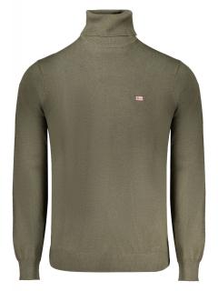 Bluza cu gat barbati, cu logo brodat, Regular fit, verde