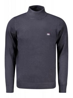 Bluza cu gat barbati, cu mini logo brodat, Regular fit, bleumarin