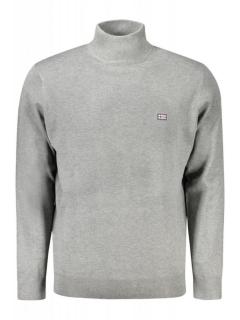 Bluza cu gat barbati, cu mini logo brodat, Regular fit, gri