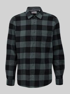 Camasa cu maneca lunga, barbati big size, imprimeu in carouri si croiala Regular fit, Verde inchis