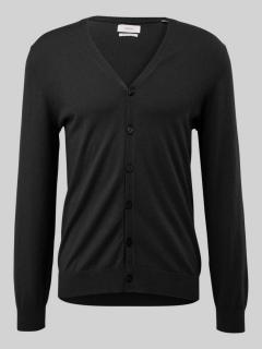Cardigan barbati cu nasturi din amestec de bumbac cu lana merinos, Negru