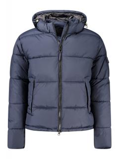 Geaca bomber barbati, cu 2 buzunare exterioare, cu gluga, logo, bleumarin