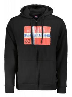 Hanorac cu fermoar barbati, cu 2 buzunare exterioare, cu imprimeu cu logo, Regular fit, negru