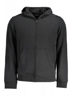 Hanorac cu fermoar barbati, cu imprimeu cu logo, Regular fit, negru