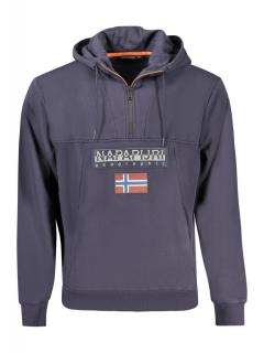 Hanorac cu fermoar barbati, cu logo brodat, Regular fit, bleumarin