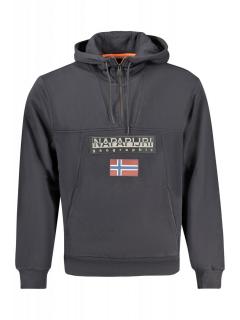 Hanorac cu fermoar barbati, cu logo brodat, Regular fit, negru